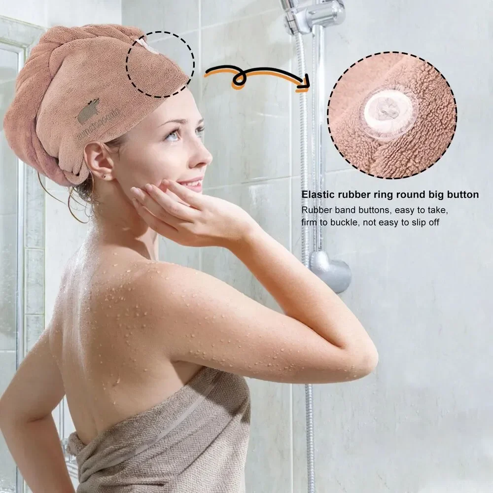 Set of 2 Microfiber Hair Towel Wrap Super Absorbent Twist Turban Dry Hair Caps